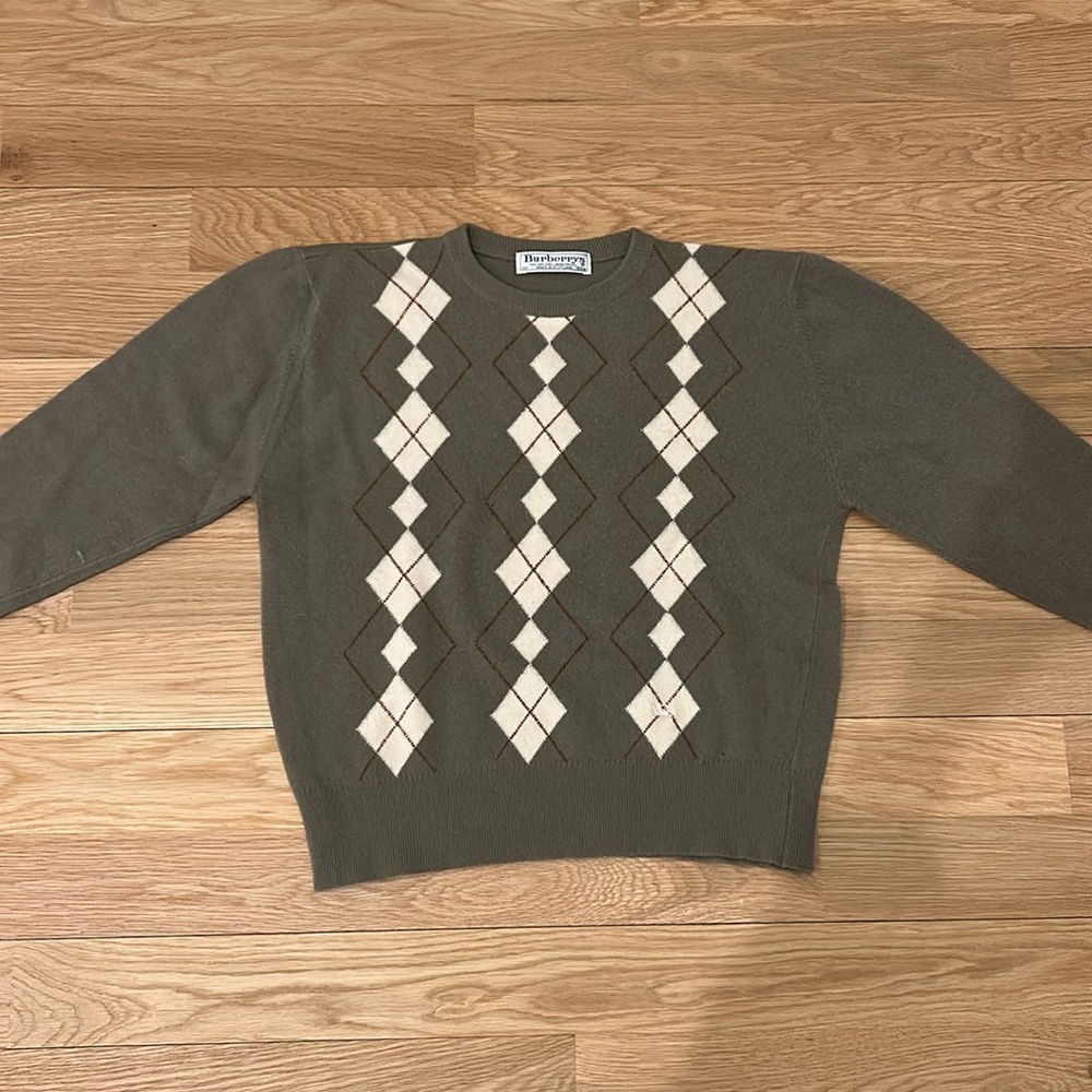 Vintage Burberrys 100% Pure Lambswool Argyle Sweater M 40 Made
